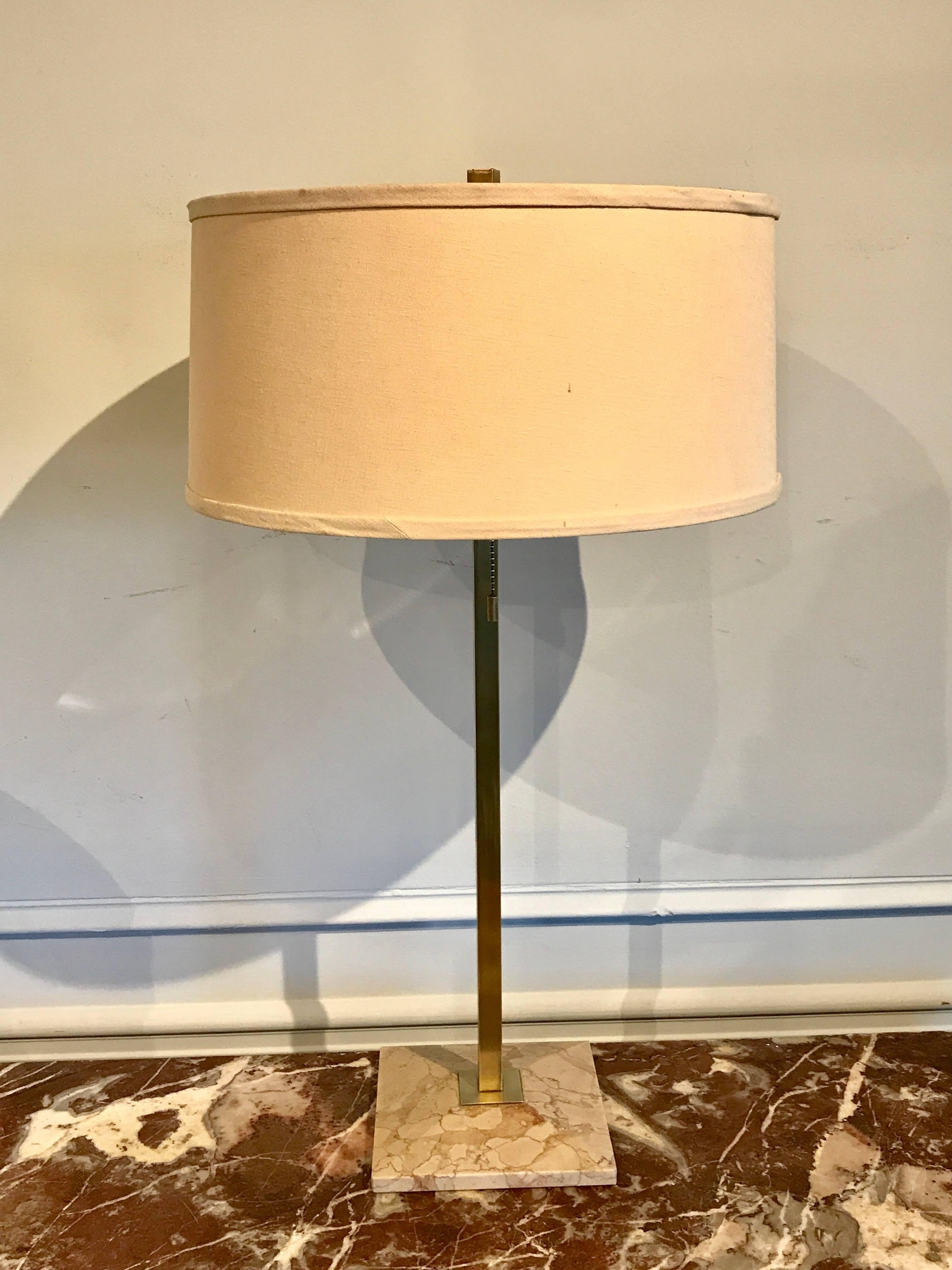American Midcentury Brass and Marble Lamp by Stiffel For Sale
