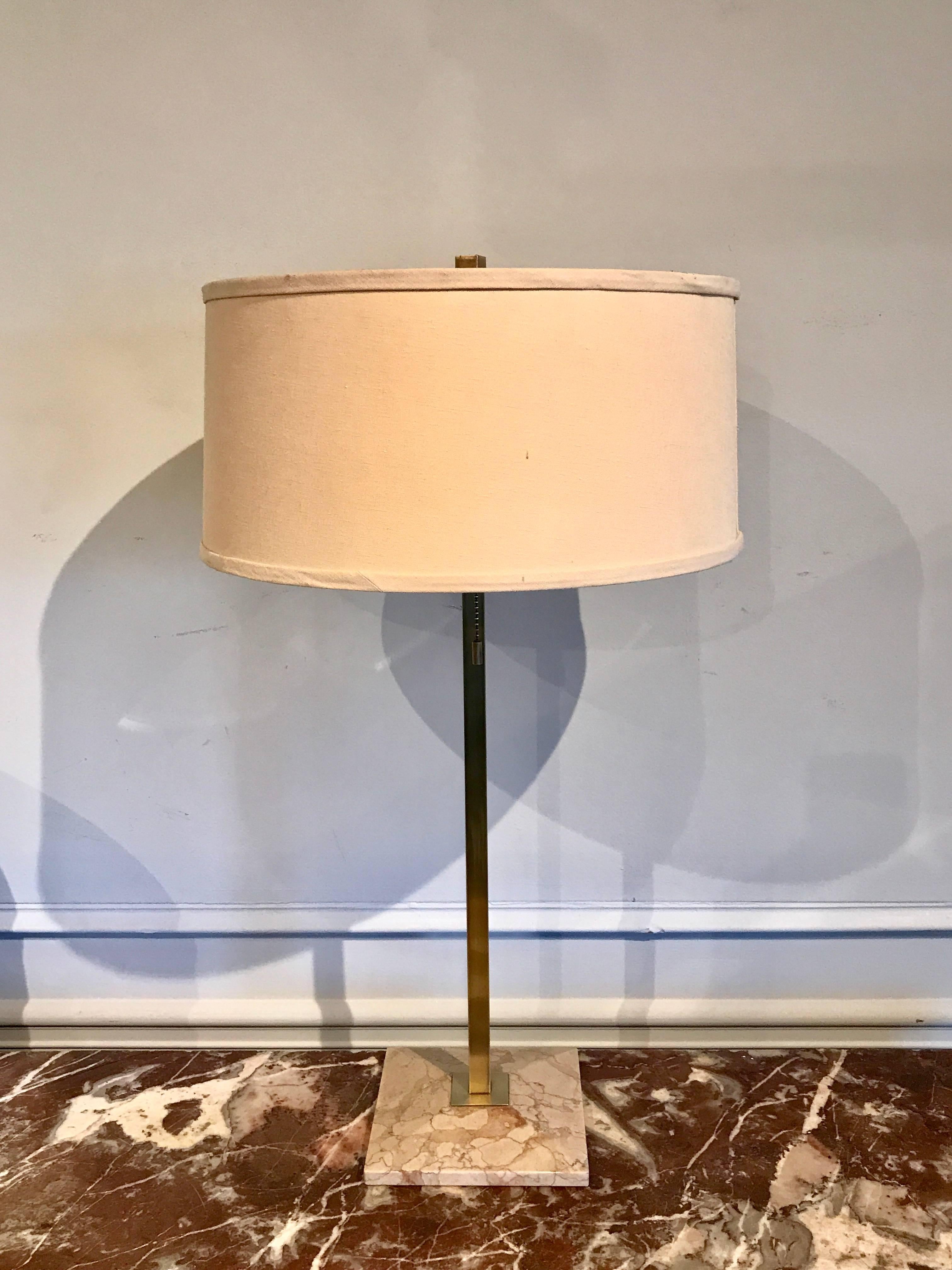 Midcentury Brass and Marble Lamp by Stiffel In Excellent Condition For Sale In Atlanta, GA