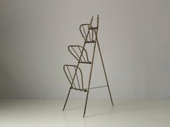 Mid-century Brass 3-tier Folding Magazine Rack Stand, 1950s, Italy
