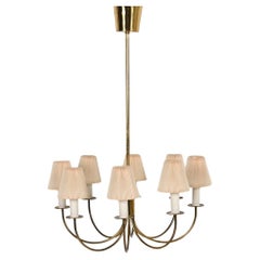 Mid-Century Brass 8-Arm Chandelier Attributed to Th. Valentiner