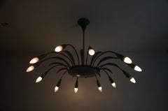 Mid-Century Brass 8-Arm Sputnik Chandelier, 1950s, Italy