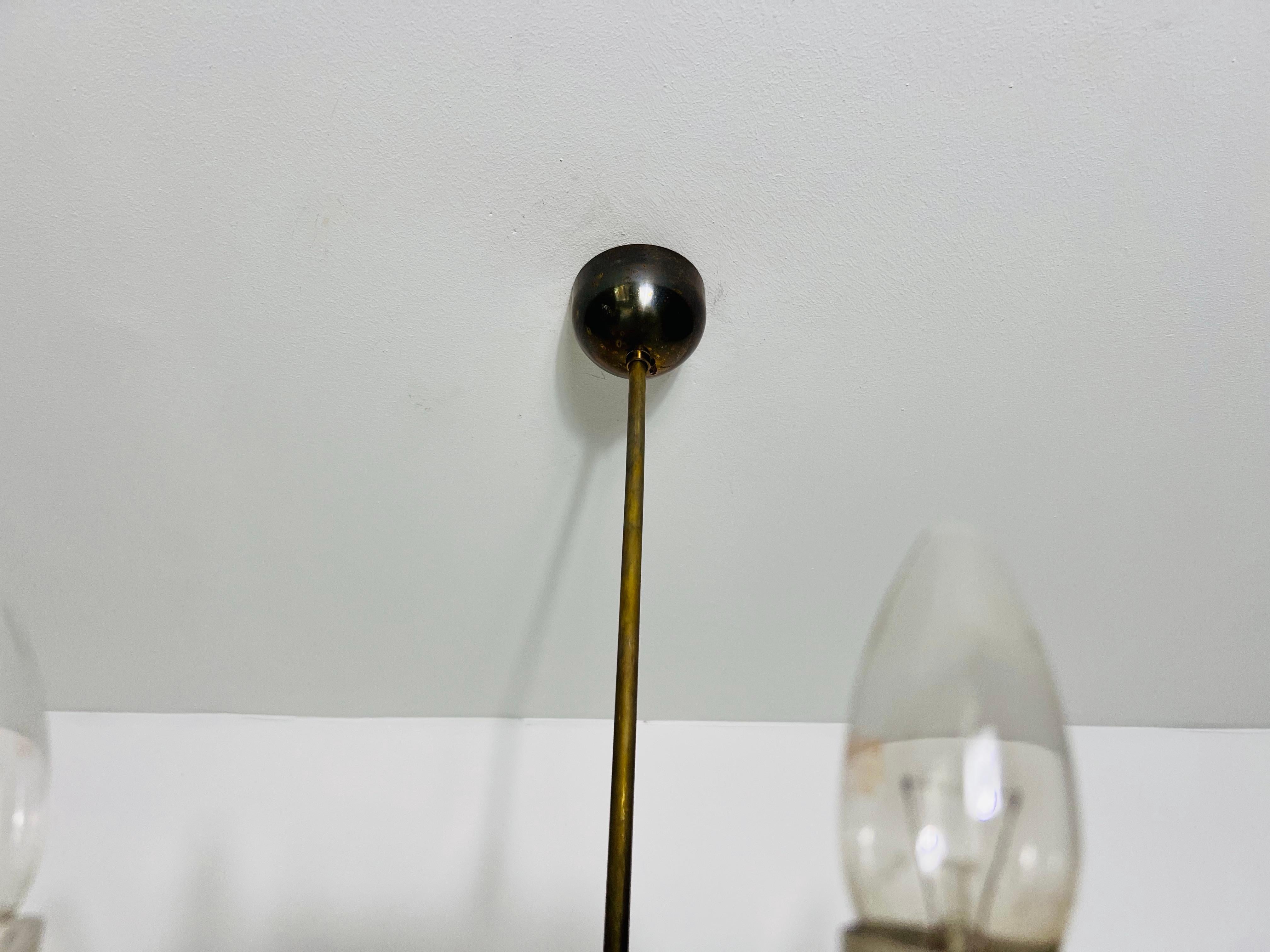 Lampadario a 8 bracci Sputnik in ottone di metà secolo, anni '50, Italia in vendita 2
