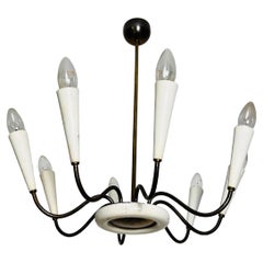 Mid-Century Brass 8-Arm Sputnik Chandelier, 1950s, Italy