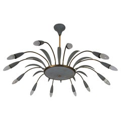 Lustre spoutnik à 8 branches en laiton, années 1950, Italie