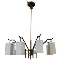 Mid-Century Brass 8-Light Chandelier By Stilnovo, circa 1955