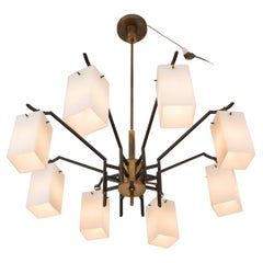 Lampadario a 8 luci in ottone del Mid-Century di Stilnovo, circa 1955