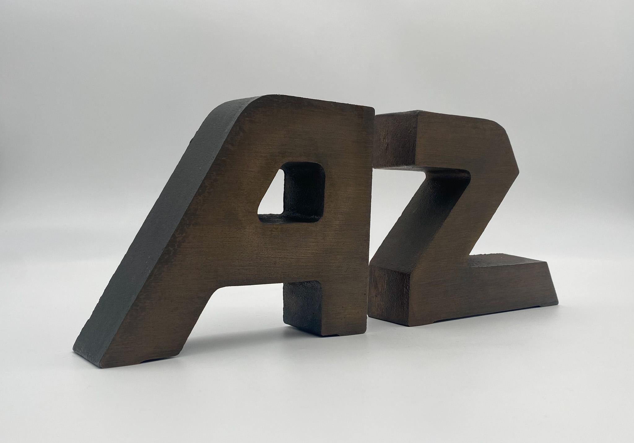 Mid-Century Modern Mid Century Brass A to Z Bookends, circa 1965 For Sale