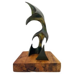 Mid Century Brass Abstract Sculpture California Studio Art c.1960s
