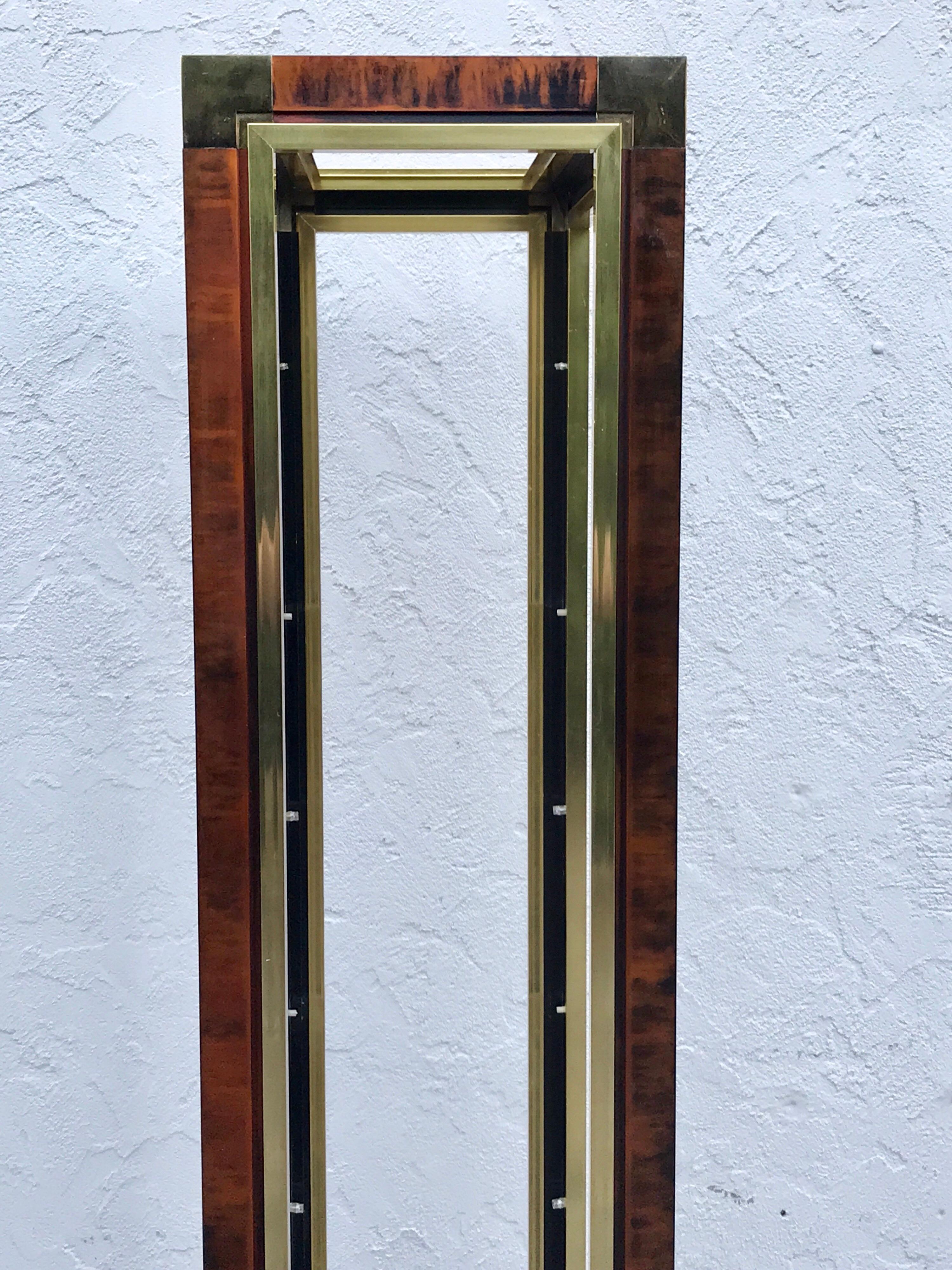Midcentury Brass and Acid Washed Étagère, Attributed to Mastercraft 1