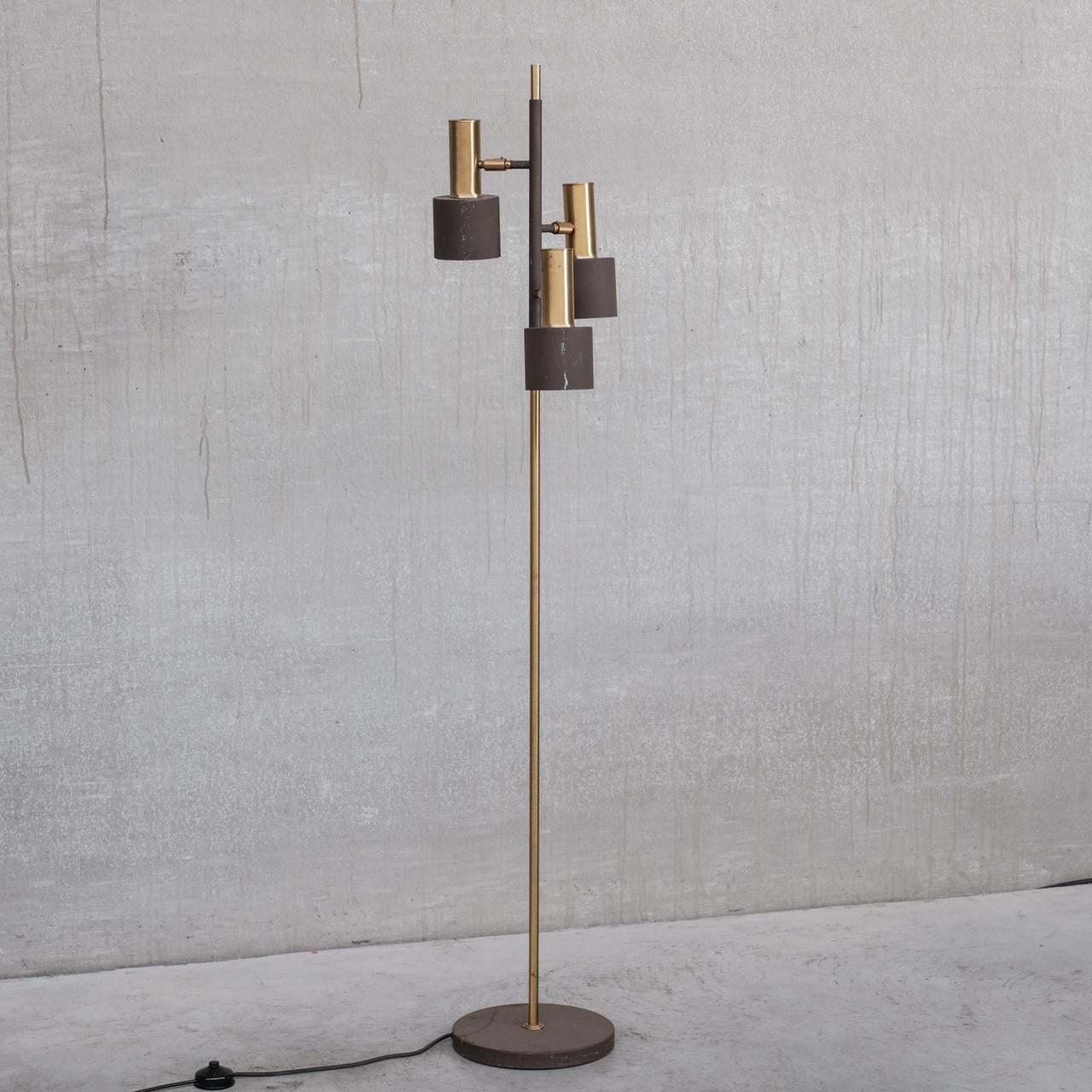 Dutch Mid-Century Brass Adjustable Floor Lamp For Sale