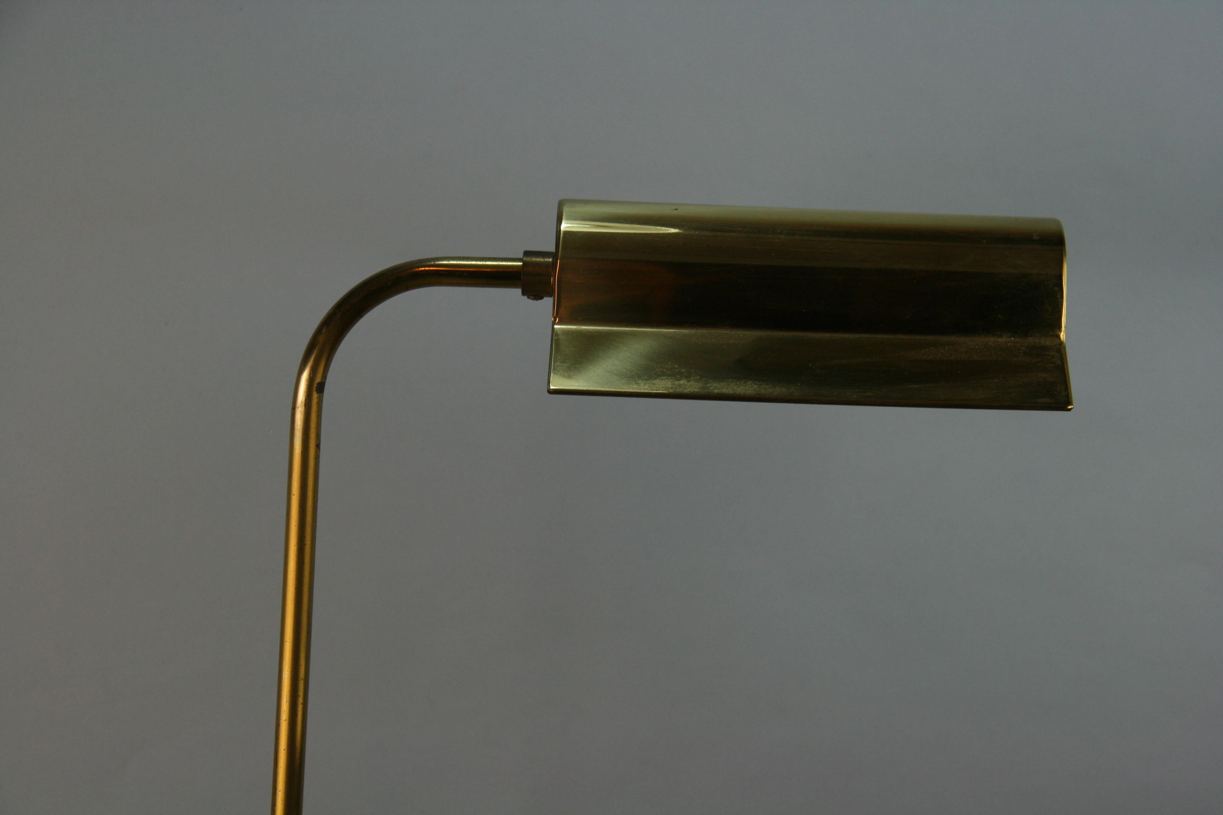 Hand-Crafted Mid Century Brass Adjustable Floor Lamp For Sale