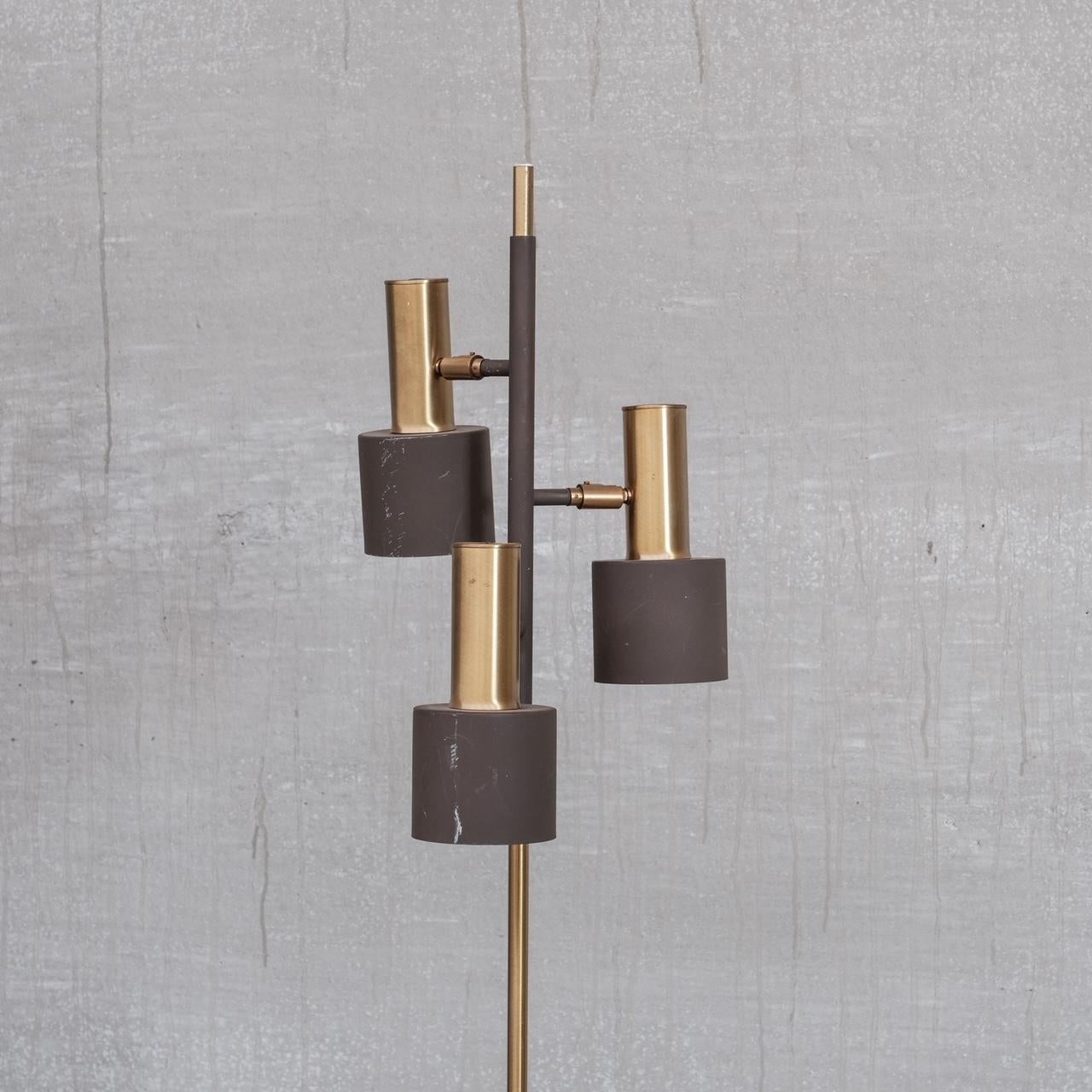 20th Century Mid-Century Brass Adjustable Floor Lamp For Sale