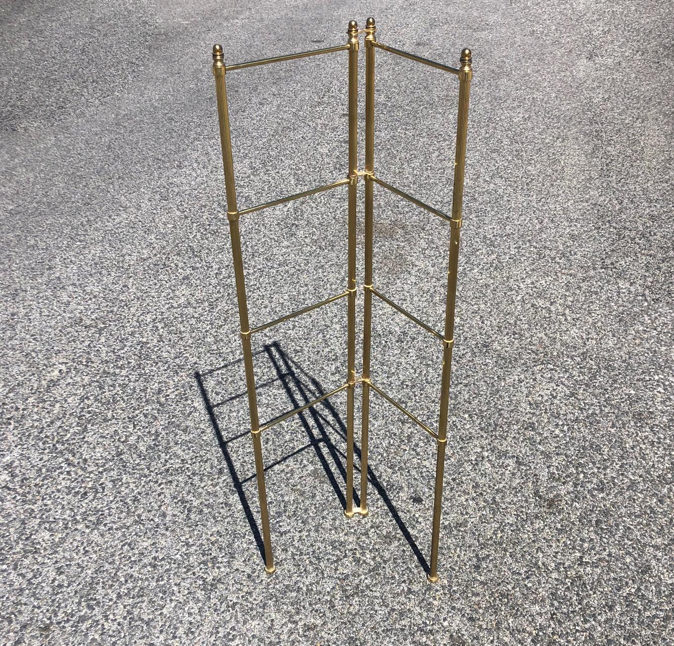 Mid-Century Modern Midcentury Brass Adjustable Folding Brass Towel Rack For Sale