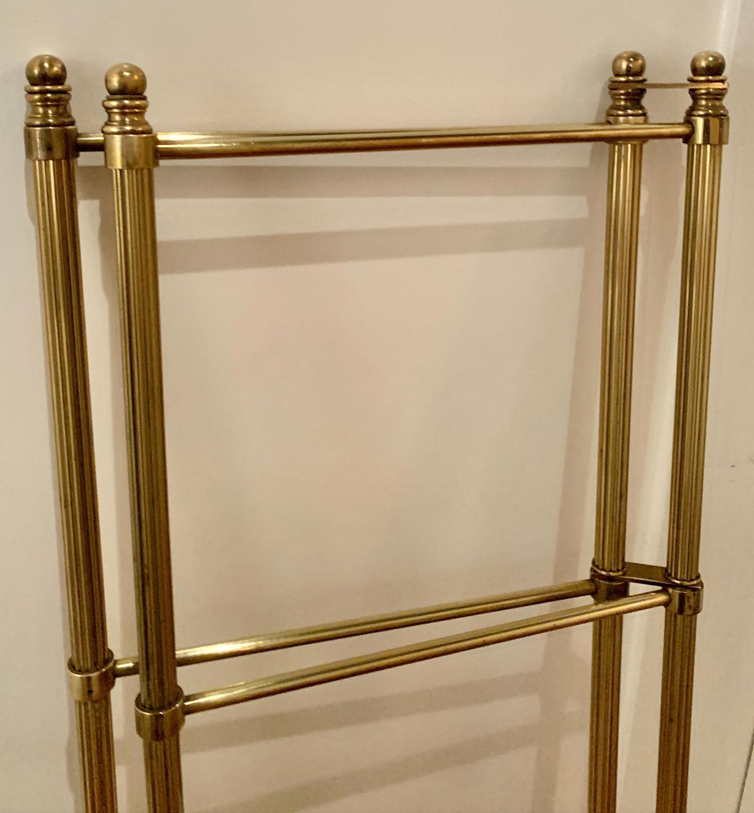 20th Century Midcentury Brass Adjustable Folding Brass Towel Rack For Sale