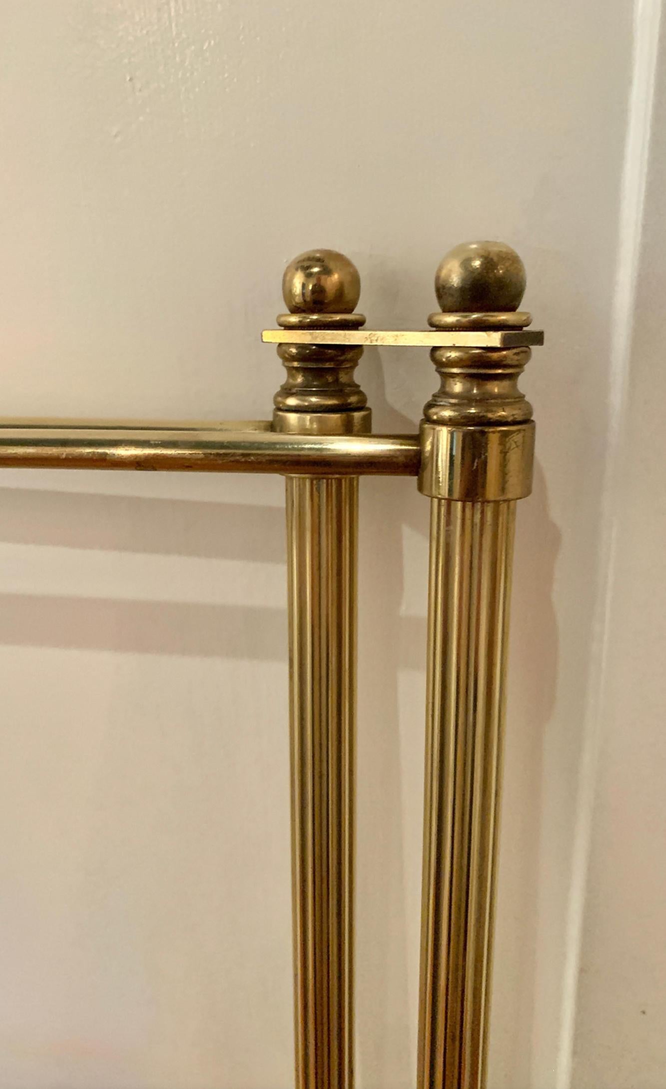 Midcentury Brass Adjustable Folding Brass Towel Rack For Sale 1