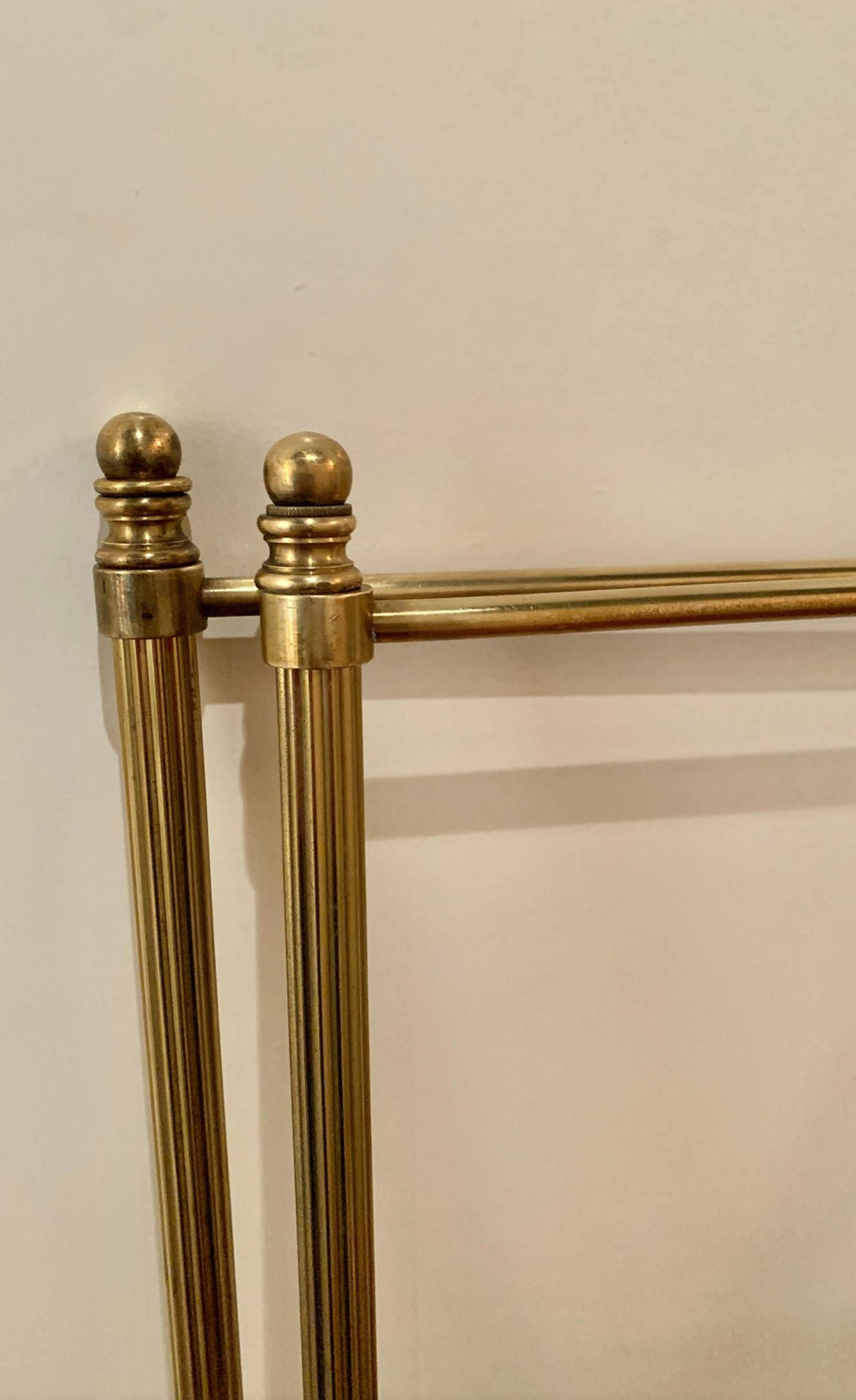 Midcentury Brass Adjustable Folding Brass Towel Rack For Sale 2