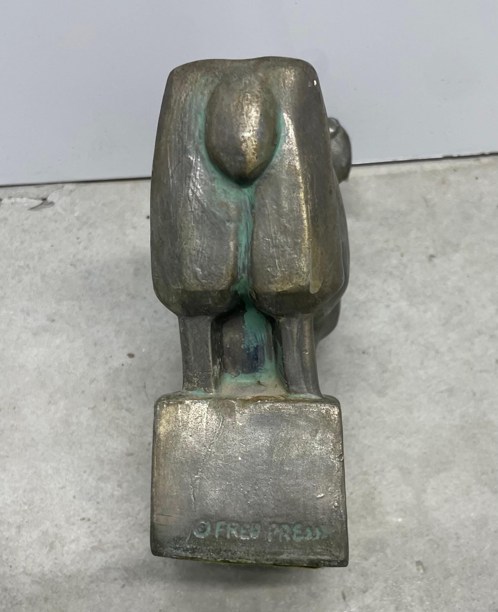 Zodiac-Skulptur „Aires“ aus Messing von Fred Press, Mid-Century (Moderne der Mitte des Jahrhunderts)