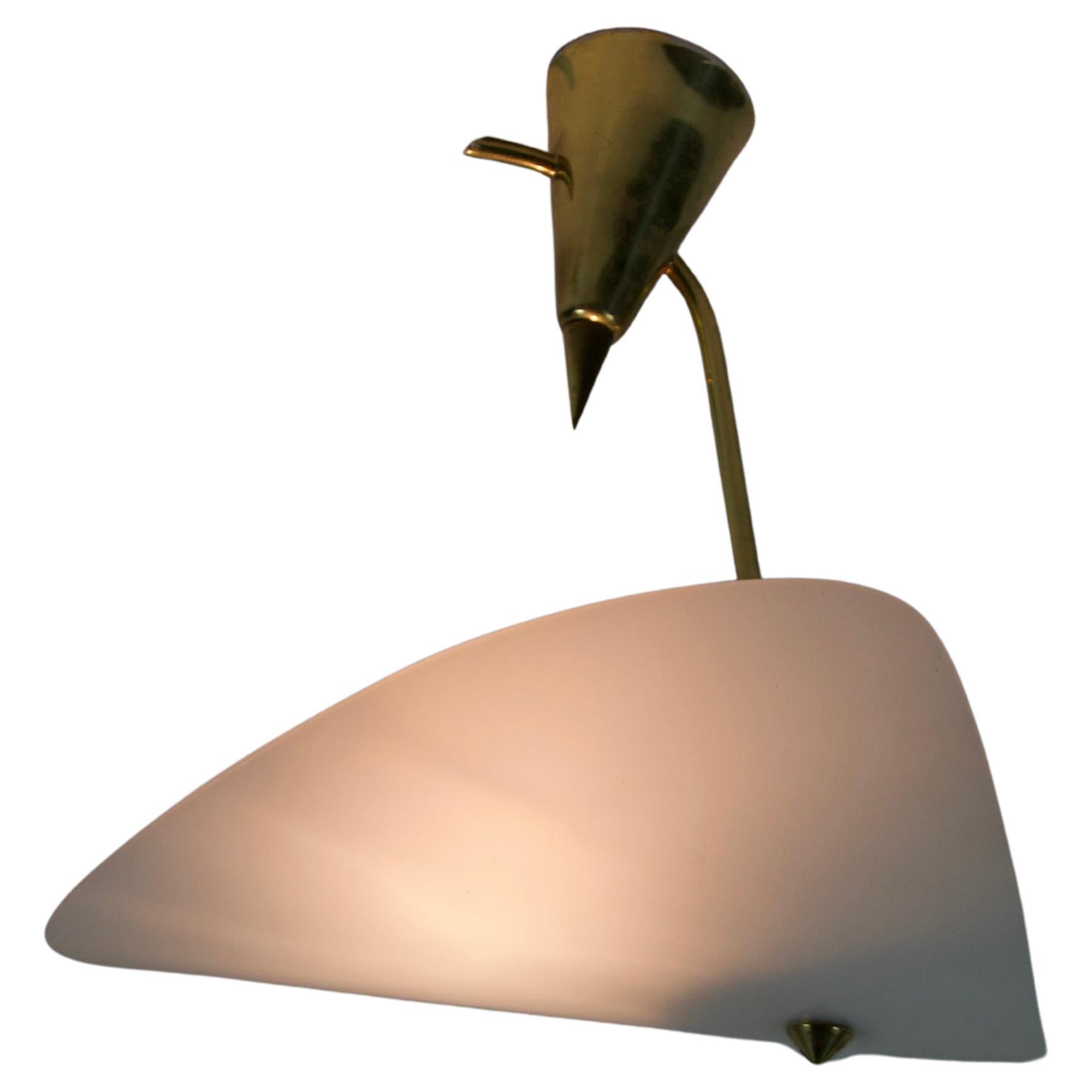 Lampada da soffitto di metà secolo in ottone e vetro acrilico, anni '50, Germania in vendita