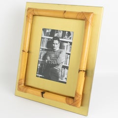 Bilderrahmen aus Messing und Bambusgeflecht aus der Mitte des Jahrhunderts, Italien um 1970