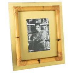 Mid-Century Brass and Bamboo Wicker Picture Frame, Italy circa 1970