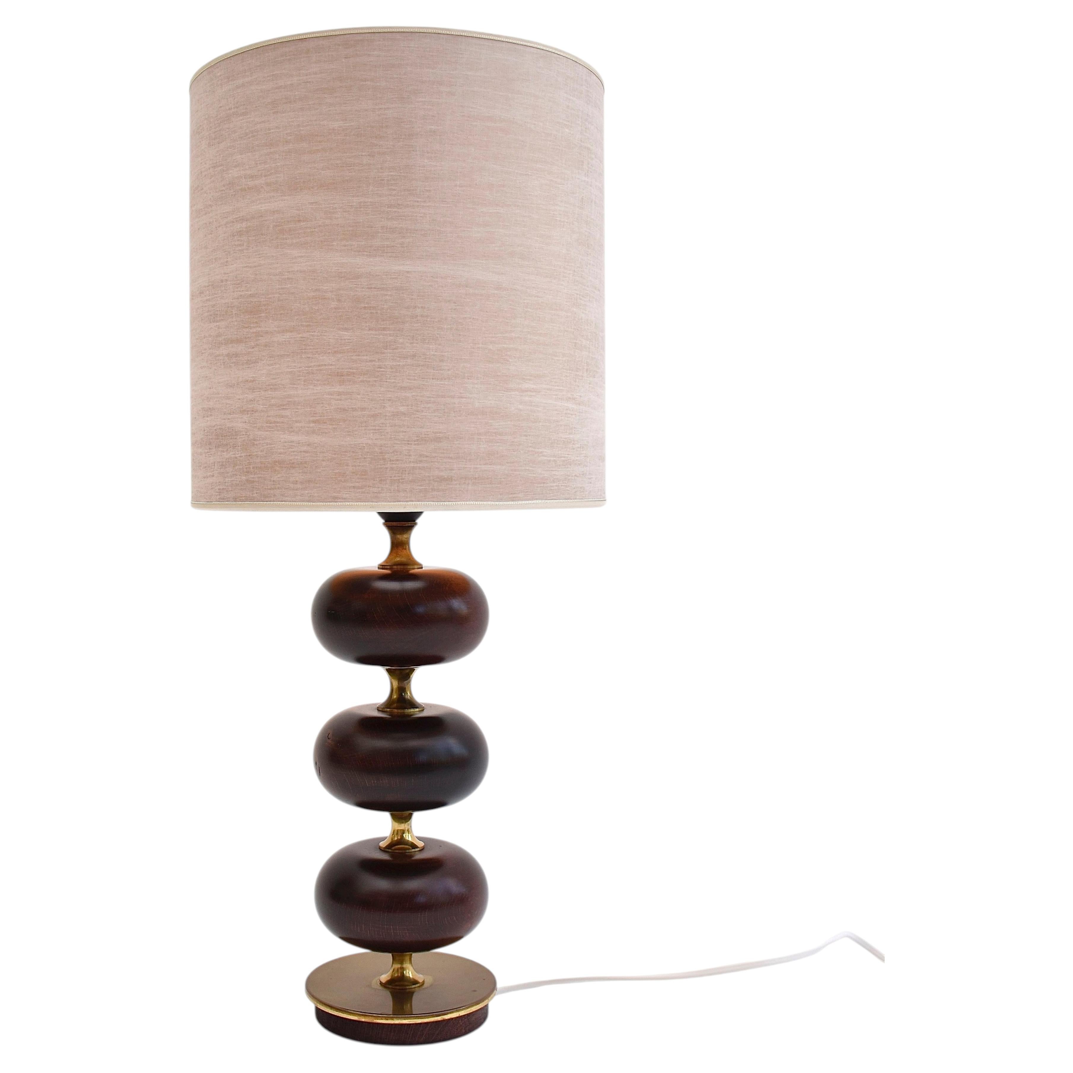 Mid-century brass and beech wood Swedish table lamp, AB Stilarmatur, Tranås For Sale