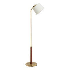 Mid-Century Brass and Birch Reading Floor Lamp