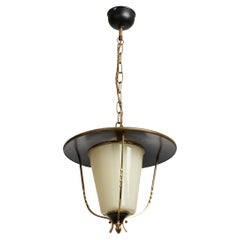 Mid-Century Brass and Black Lantern
