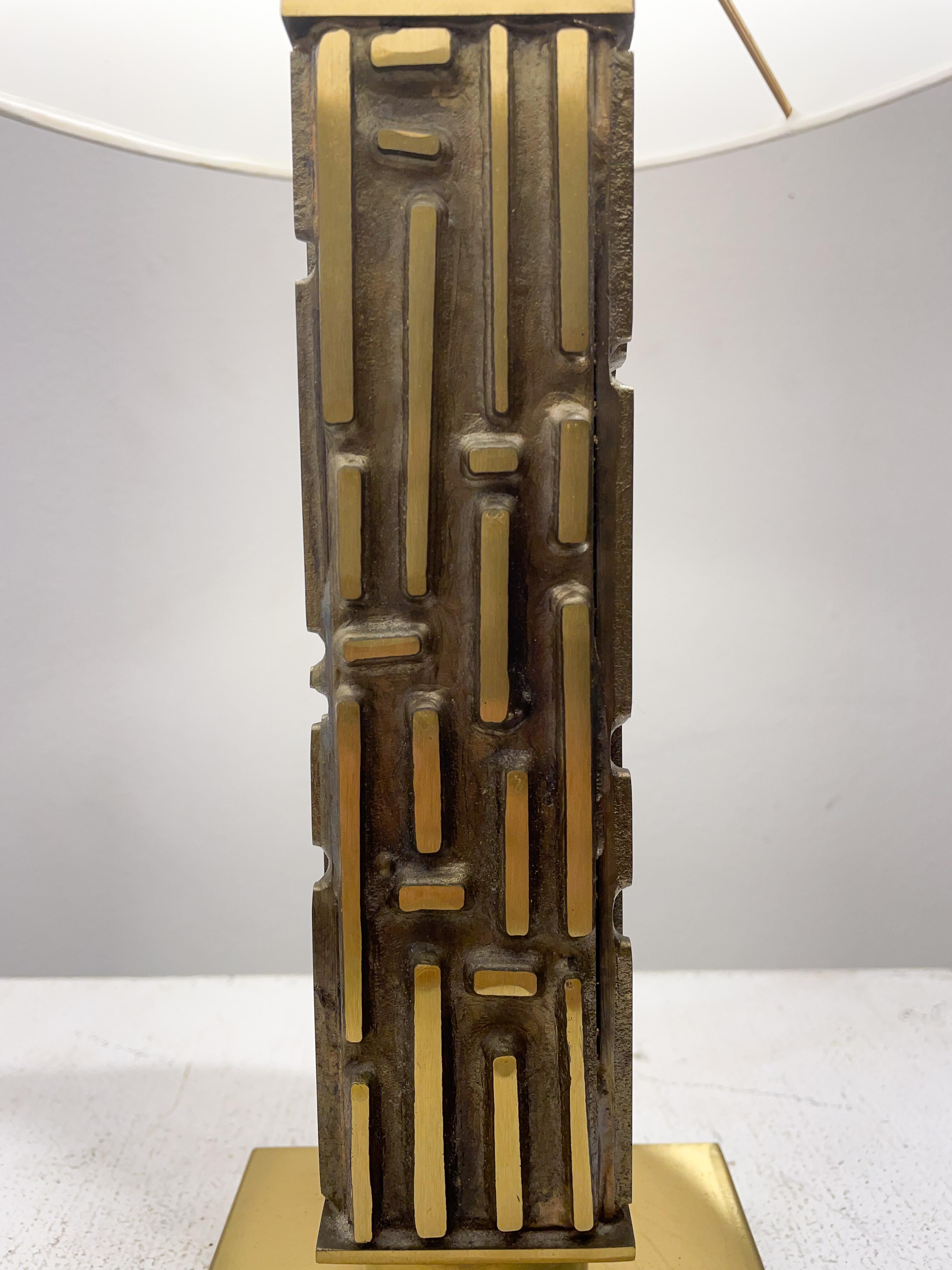 Mid-Century-Tischlampe aus Messing und Bronze von Luciano Frigerio, Italien, 1970er Jahre (Moderne der Mitte des Jahrhunderts) im Angebot
