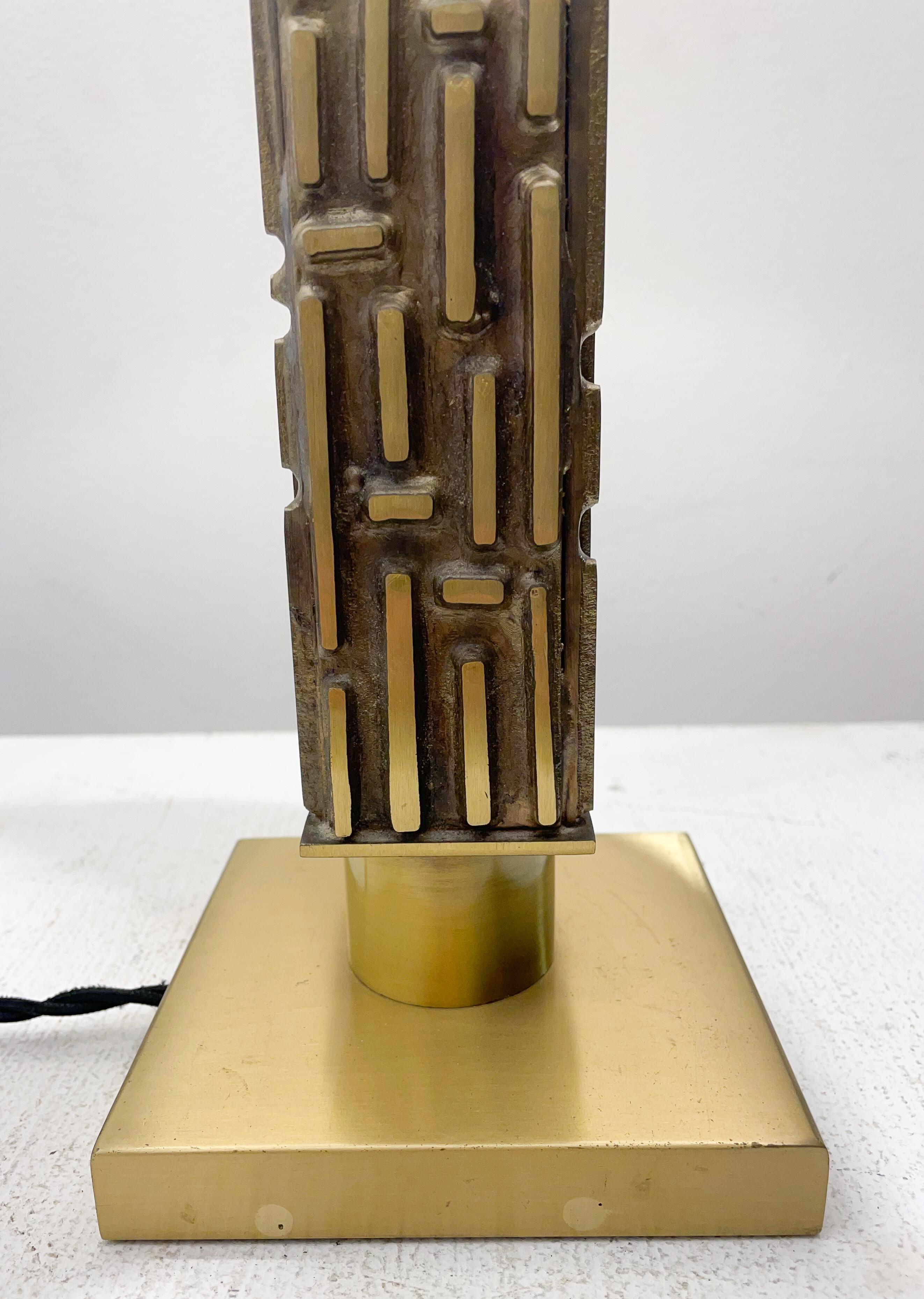 Italian Mid-Century Brass and Bronze Table lamp by Luciano Frigerio, Italy, 1970s For Sale