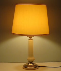 Mid Century Brass and Ceramic Table Lamp, Belgium 1960s