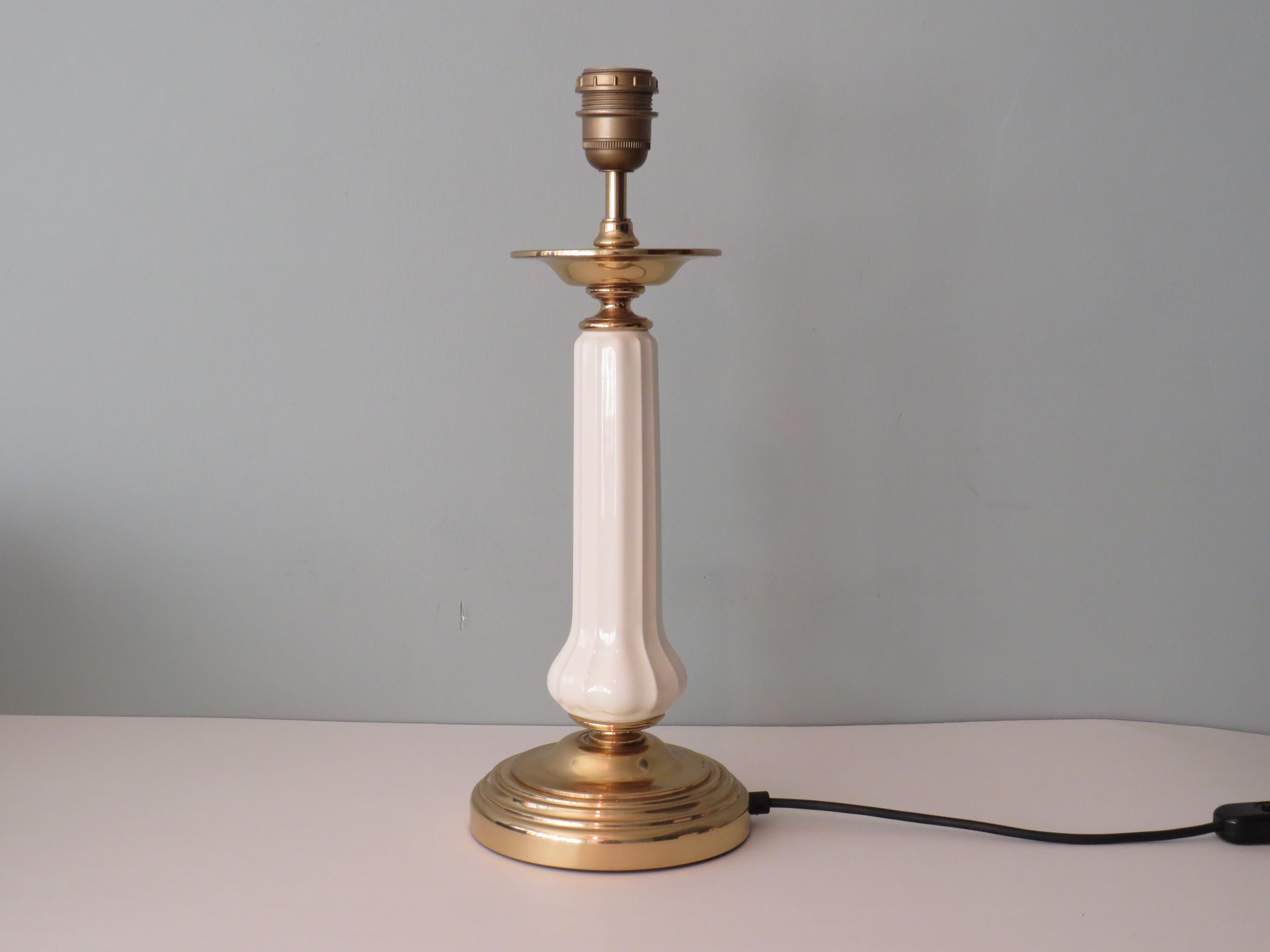 Belgian Mid Century Brass and Ceramic Table Lamp, Belgium 1960s For Sale