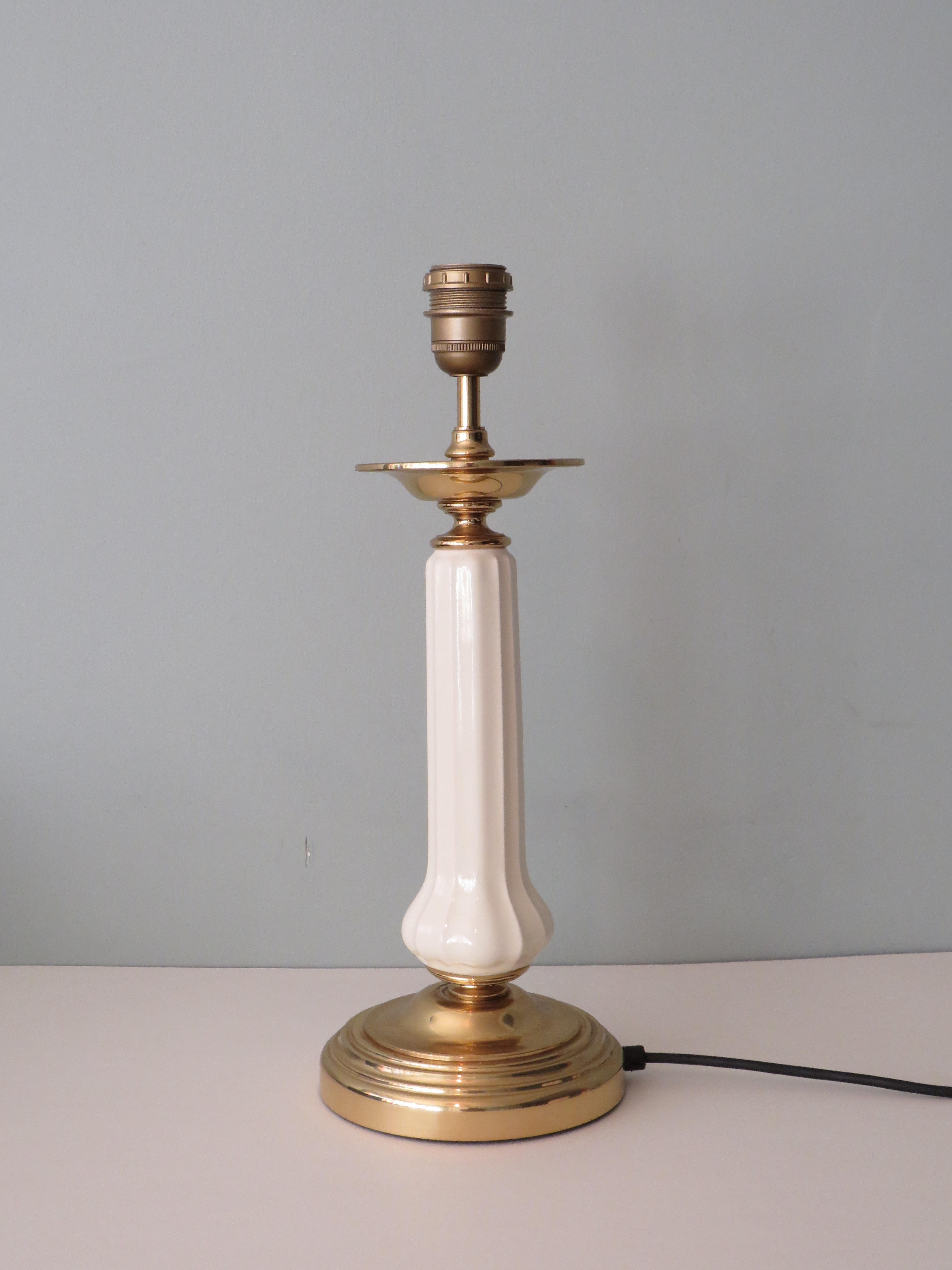 Mid Century Brass and Ceramic Table Lamp, Belgium 1960s In Good Condition For Sale In Herentals, BE