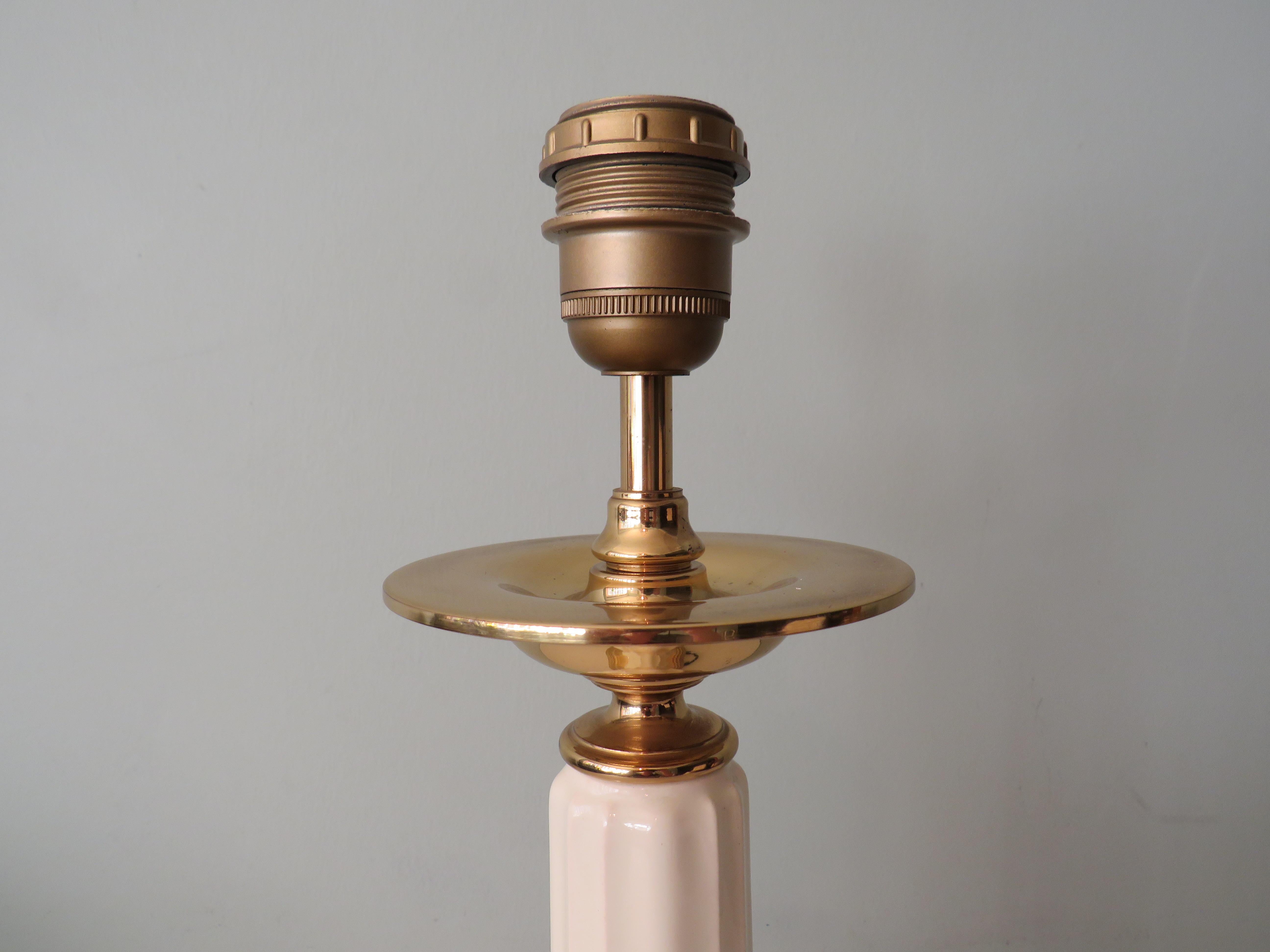 Mid Century Brass and Ceramic Table Lamp, Belgium 1960s For Sale 1