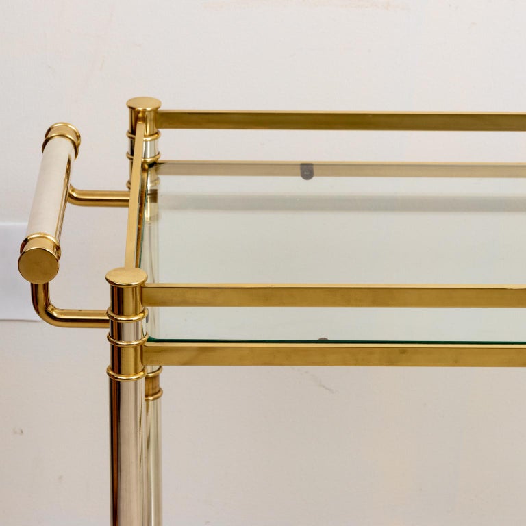 American Mid-Century Brass and Chrome Mid-Century Modern Bar Cart For Sale