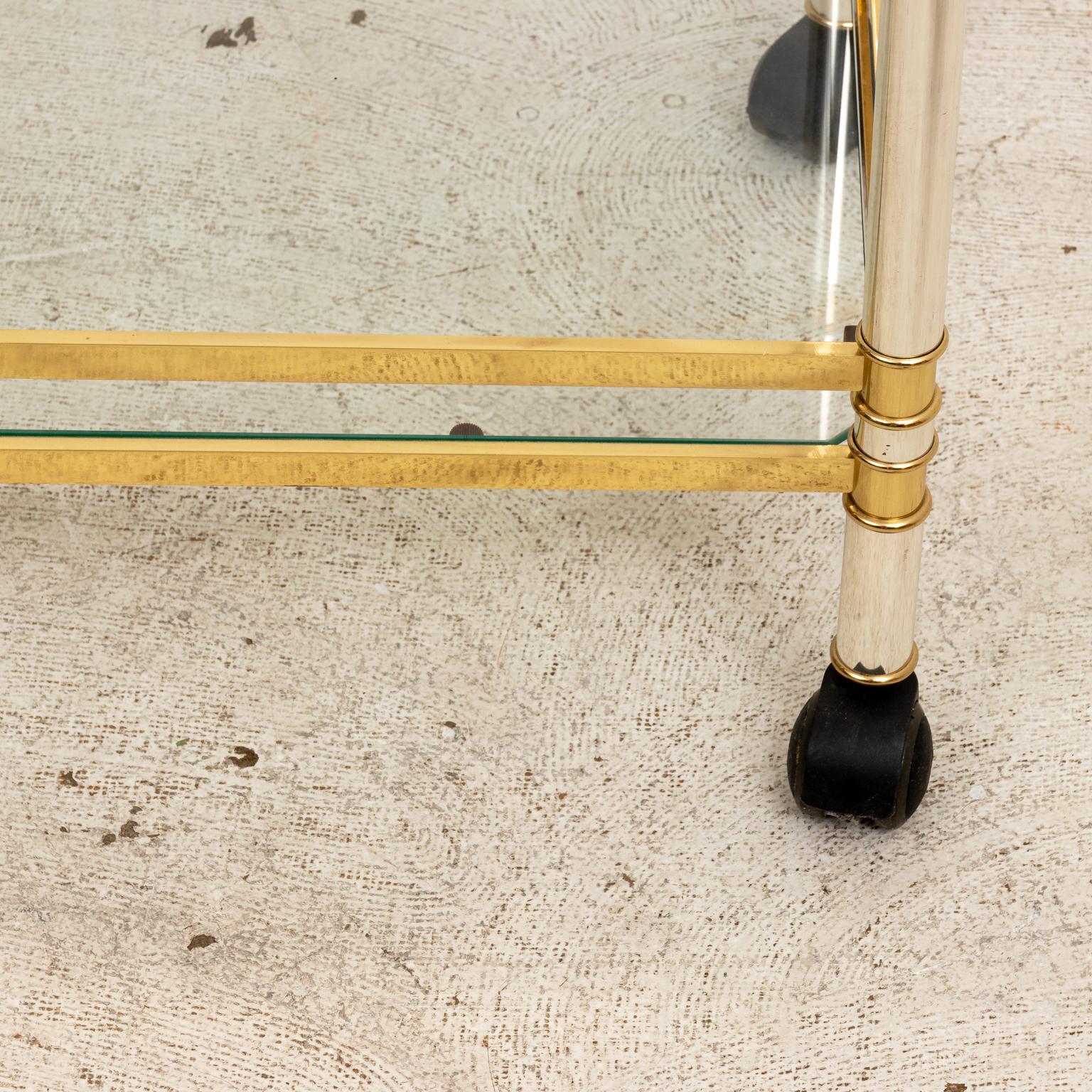 Mid-Century Brass and Chrome Mid-Century Modern Bar Cart In Good Condition In Stamford, CT