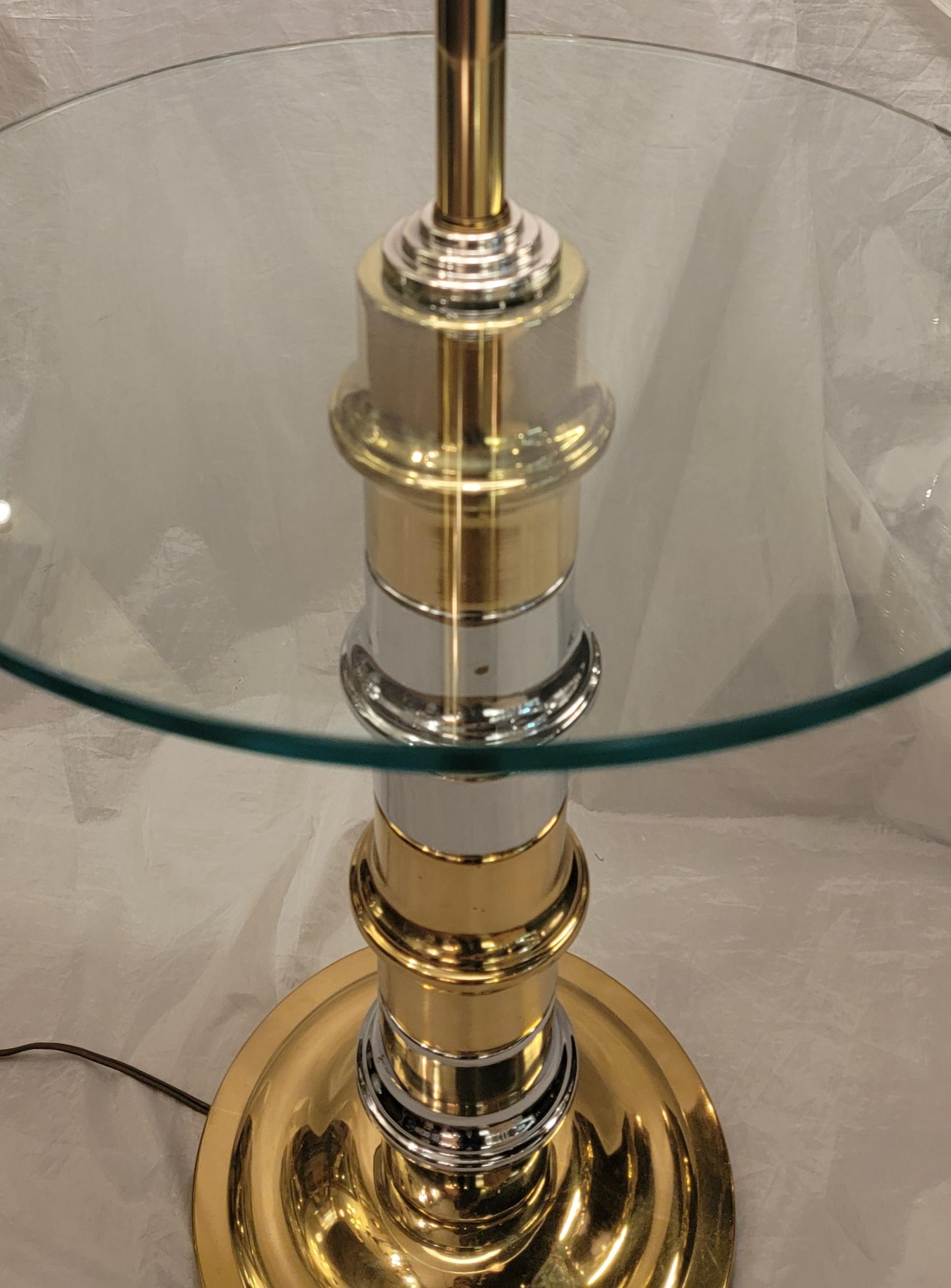 American Mid Century Brass and Chrome Table Lamp For Sale
