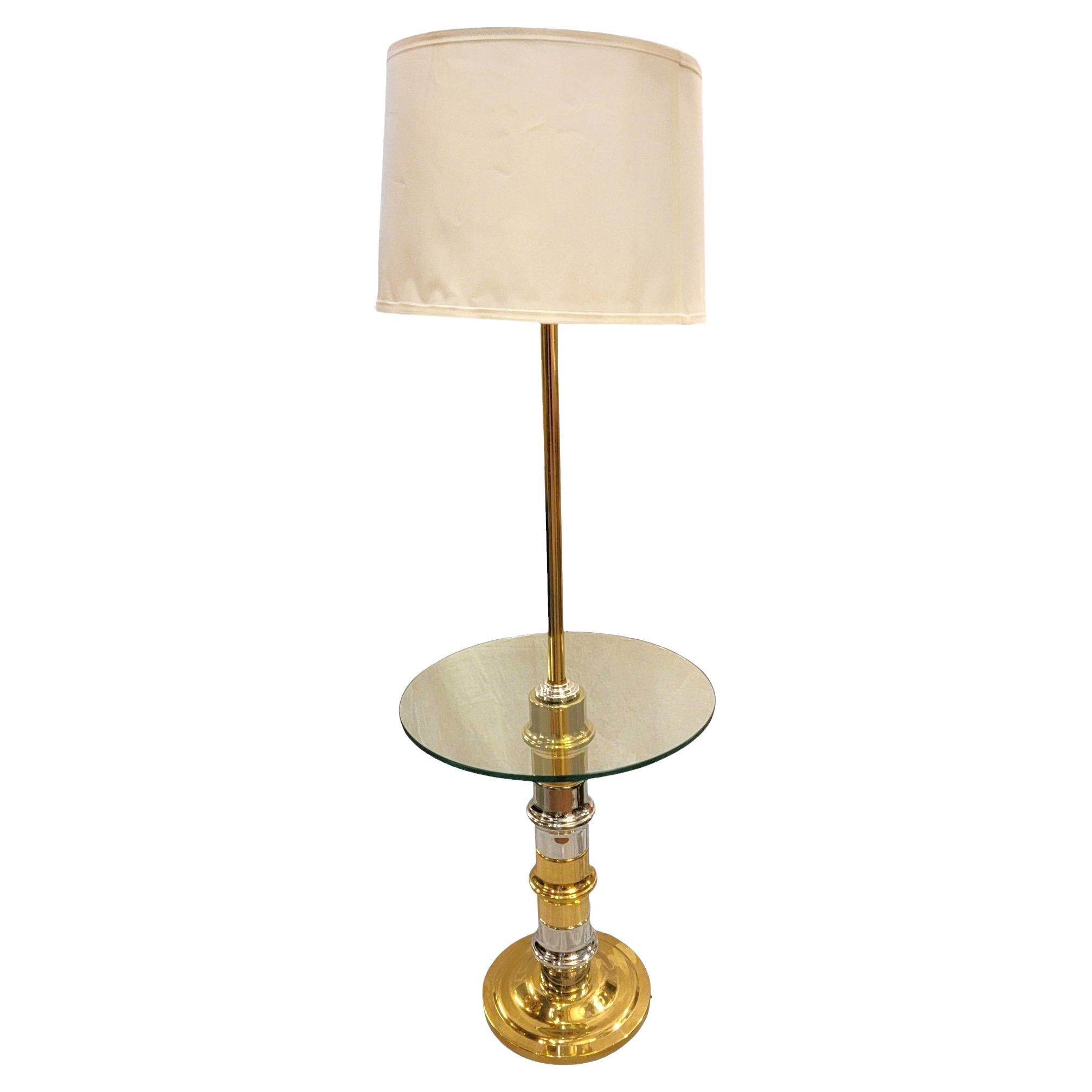 Mid Century Brass and Chrome Table Lamp For Sale
