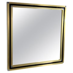 Miroir mural du milieu du siècle dernier en laiton et chrome attribué à Romeo Rega, années 1960