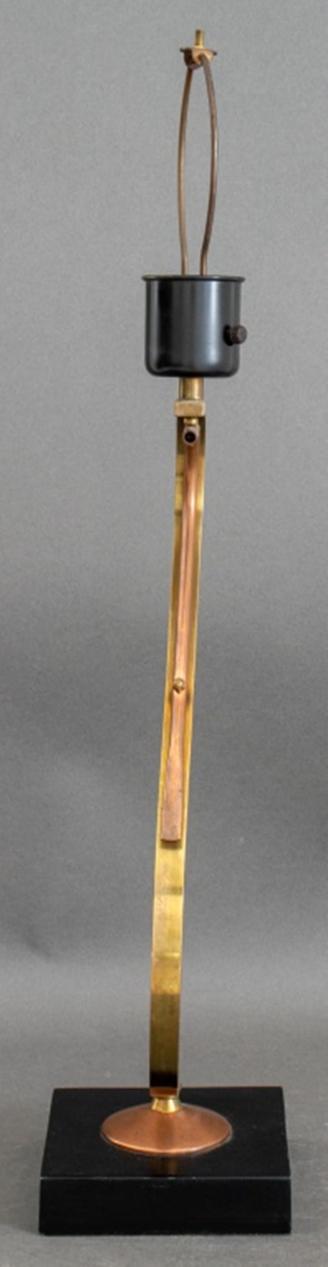 Mid-Century Brass and Copper Scroll Form Lamp 1