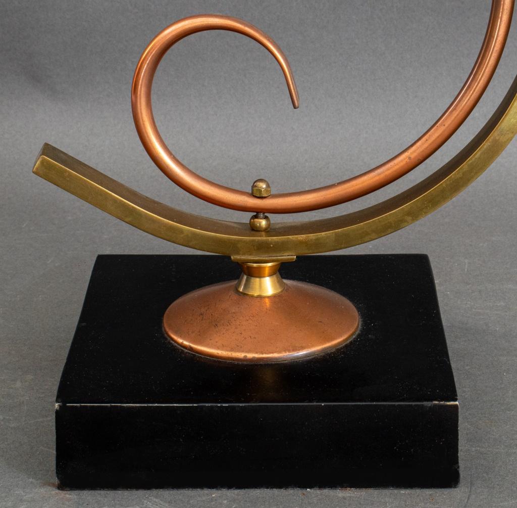 Mid-Century Brass and Copper Scroll Form Lamp 2