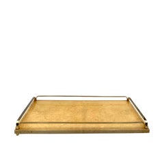 Mid-century brass and cream parchment tray, Aldo Tura Italy 1960s