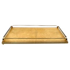 Mid-century brass and cream parchment tray, Aldo Tura Italy 1960s