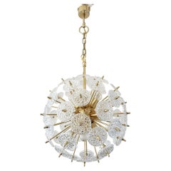 Mid-Century Brass and Crystal Sputnik Chandelier by Val Saint Lambert, 1960s