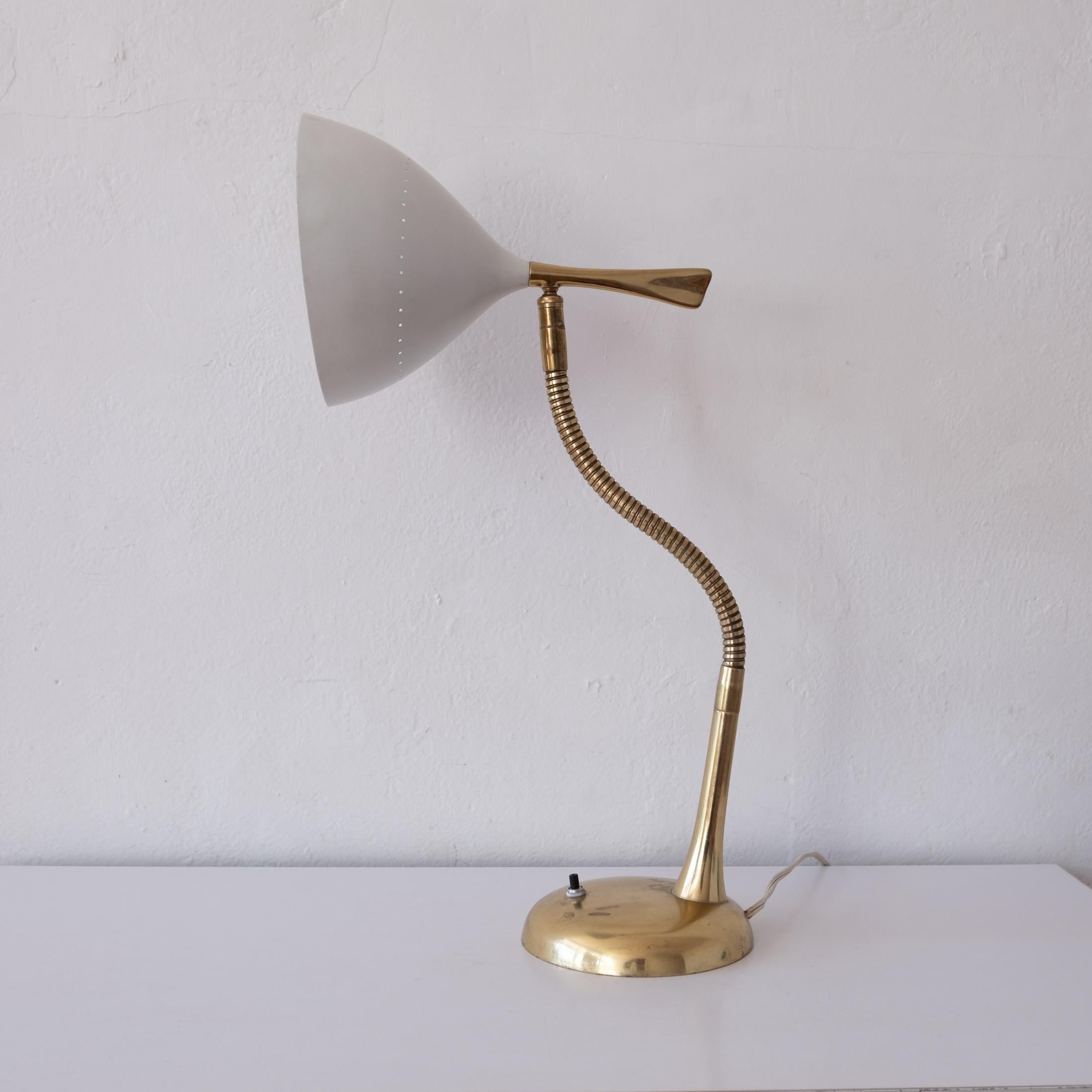 Mid Century Brass and Enameled Table or Desk Lamp by Gerald Thurston In Good Condition For Sale In San Diego, CA