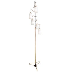 Mid-Century Brass and Encased Glass Floor Lamp by Bruno Chiarini, Italy, 1950s