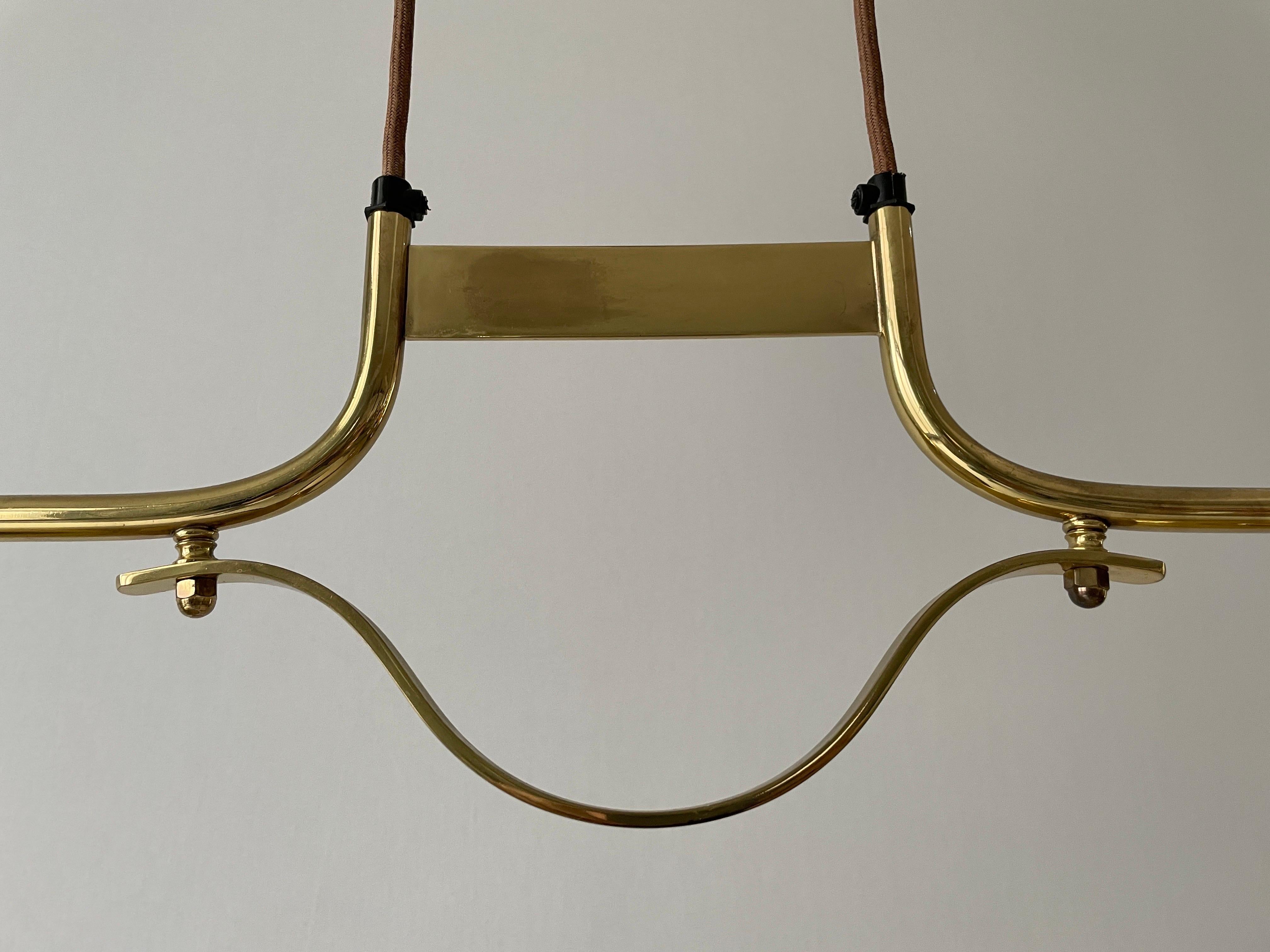 Mid-century Brass and Fabric Twin-shade Ceiling Lamp by WKR, 1960s, Germany For Sale 5