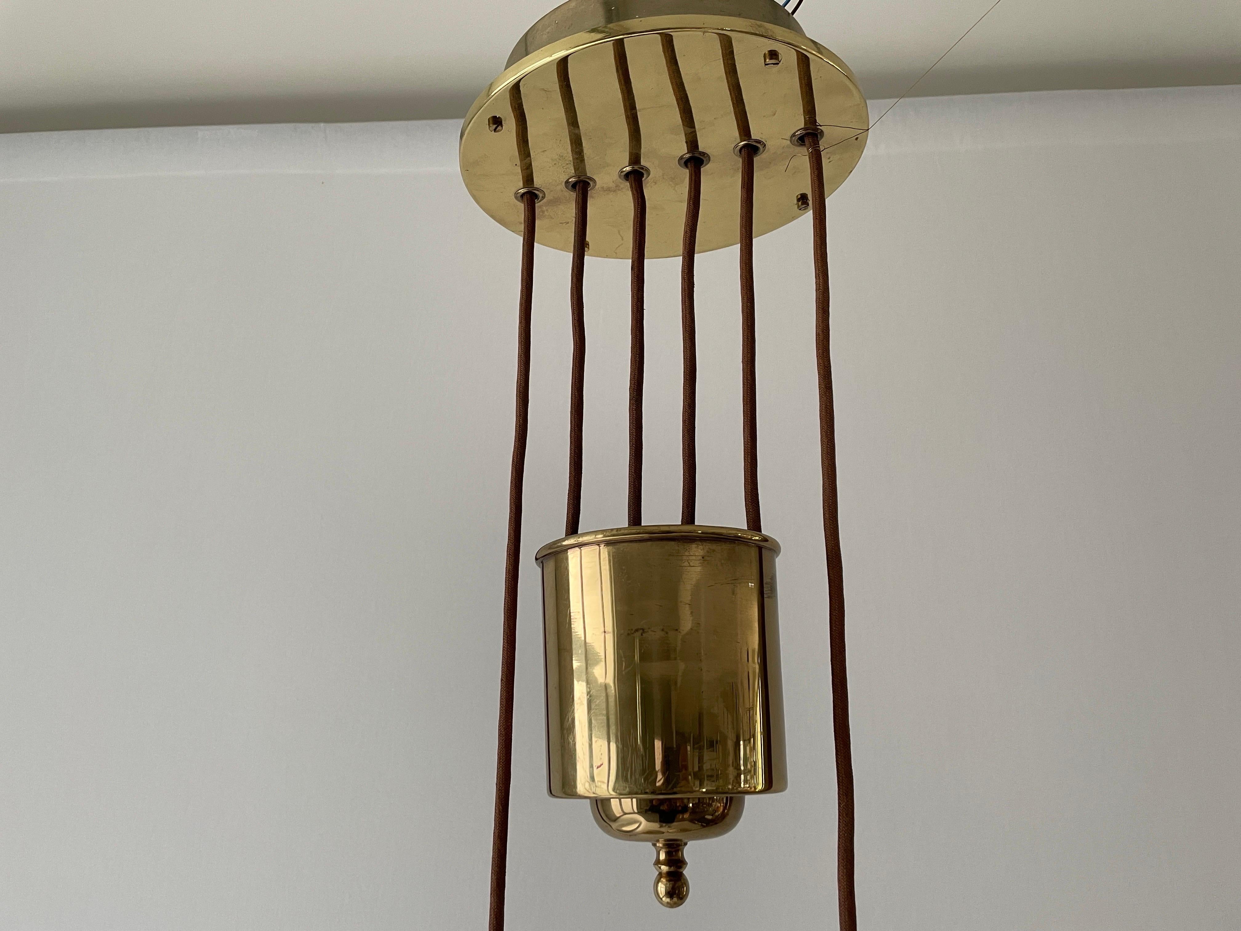 Mid-century Brass and Fabric Twin-shade Ceiling Lamp by WKR, 1960s, Germany For Sale 6