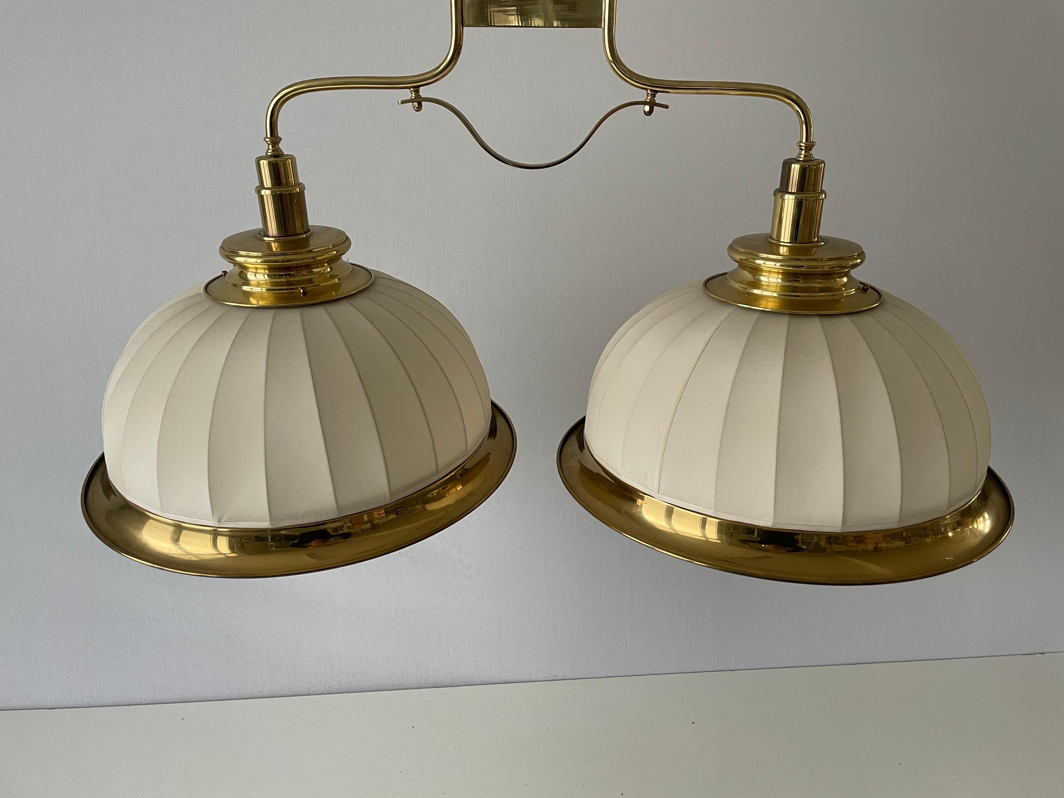 Mid-Century Modern Mid-century Brass and Fabric Twin-shade Ceiling Lamp by WKR, 1960s, Germany For Sale
