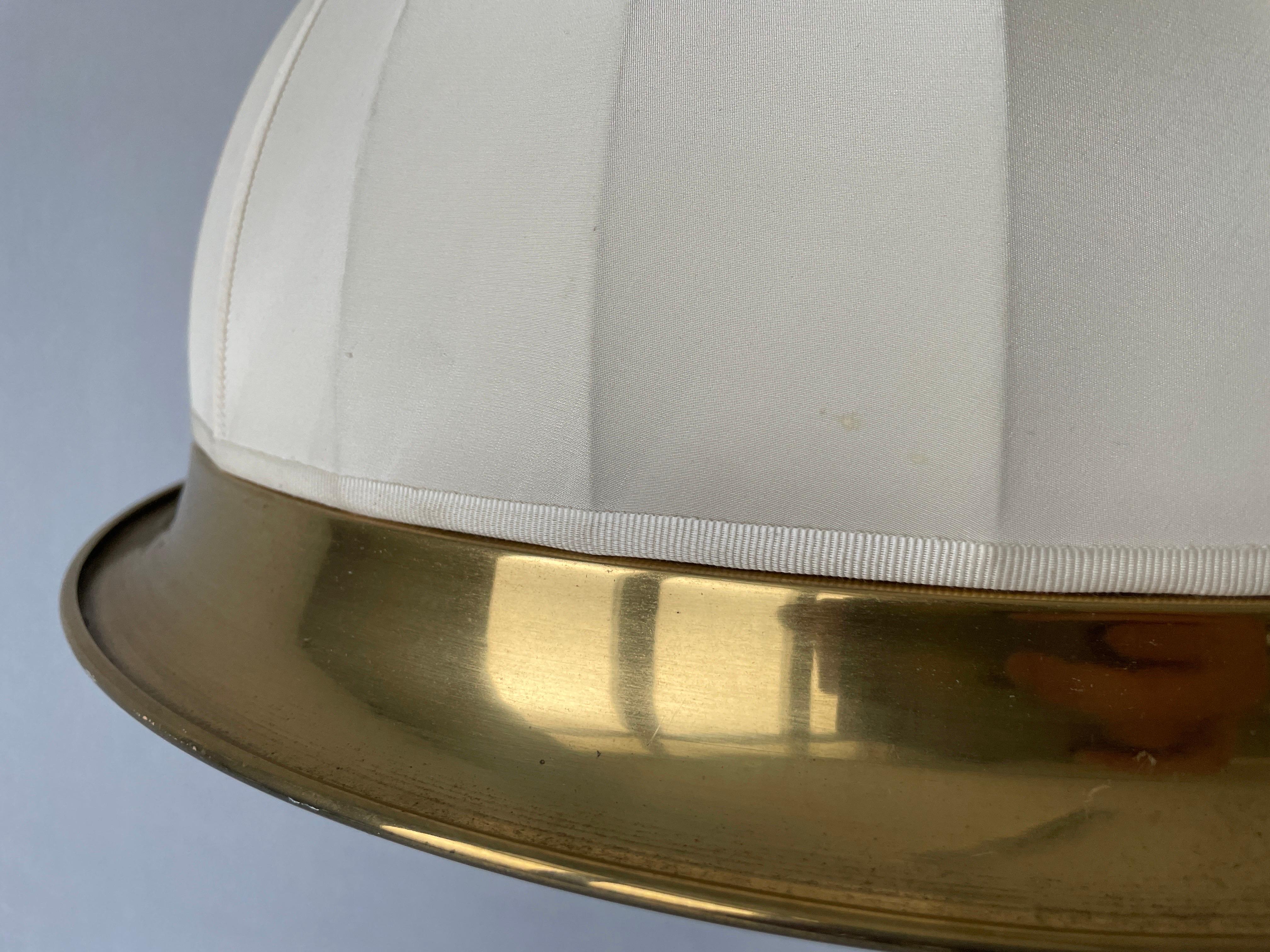 Mid-century Brass and Fabric Twin-shade Ceiling Lamp by WKR, 1960s, Germany For Sale 3