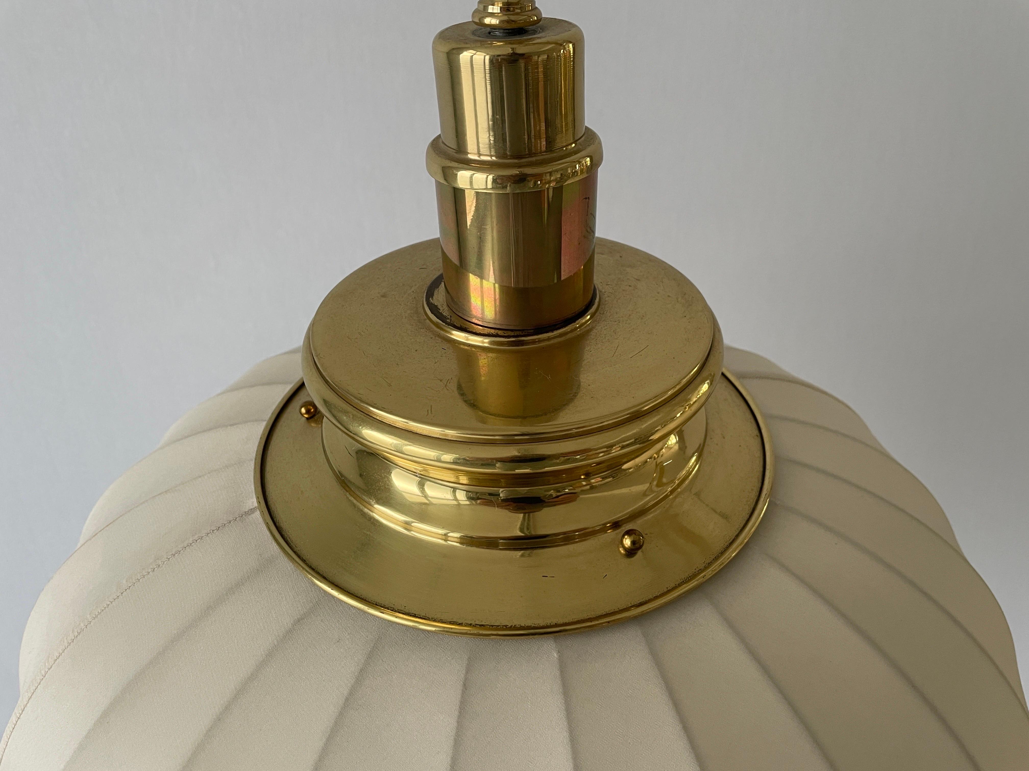 Mid-century Brass and Fabric Twin-shade Ceiling Lamp by WKR, 1960s, Germany For Sale 4